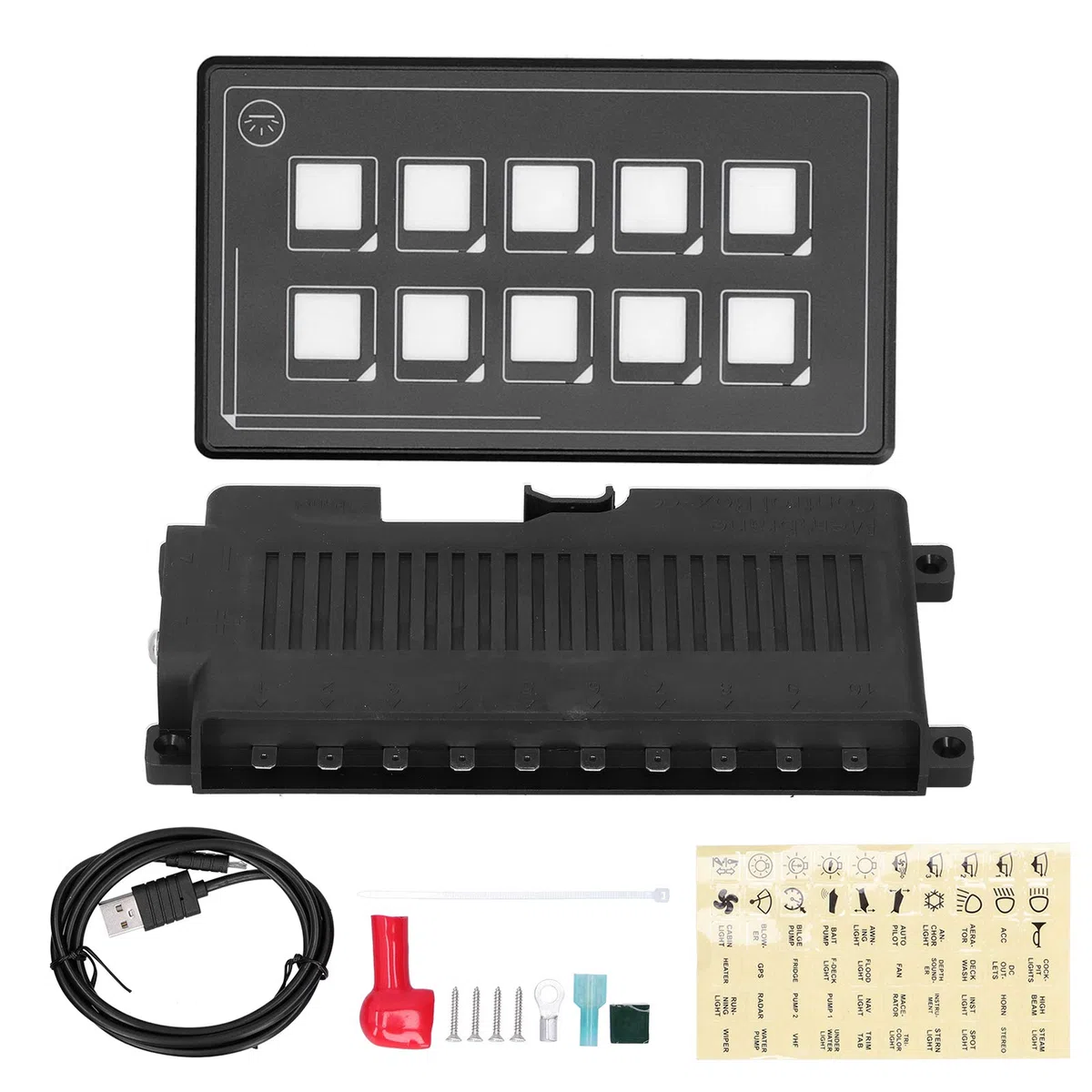 Pannello di Controllo Interruttori, Controllo APP, Pannello Interruttori a Membrana Touch LED, Pannello Interruttori 10P per Circuiti per Accessori Elettronici RV