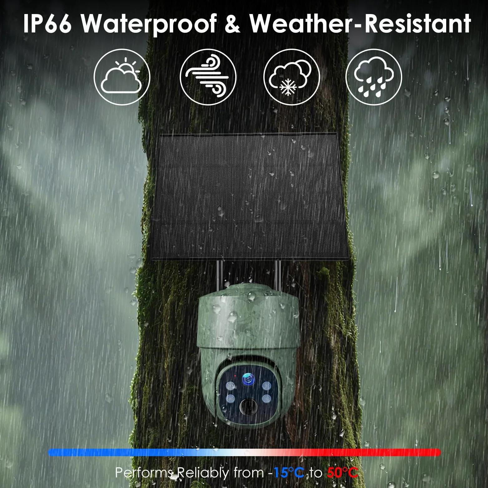 WOLFANG Fotocamera da Caccia 4G con SIM, 2.5K Telecamera Esterna con Pannello Solare e APP, 360° PTZ Fototrappola Infrarossi Invisibili, Visione Notturna a Colori, Rilevamento PIR, Impermeabile IP66