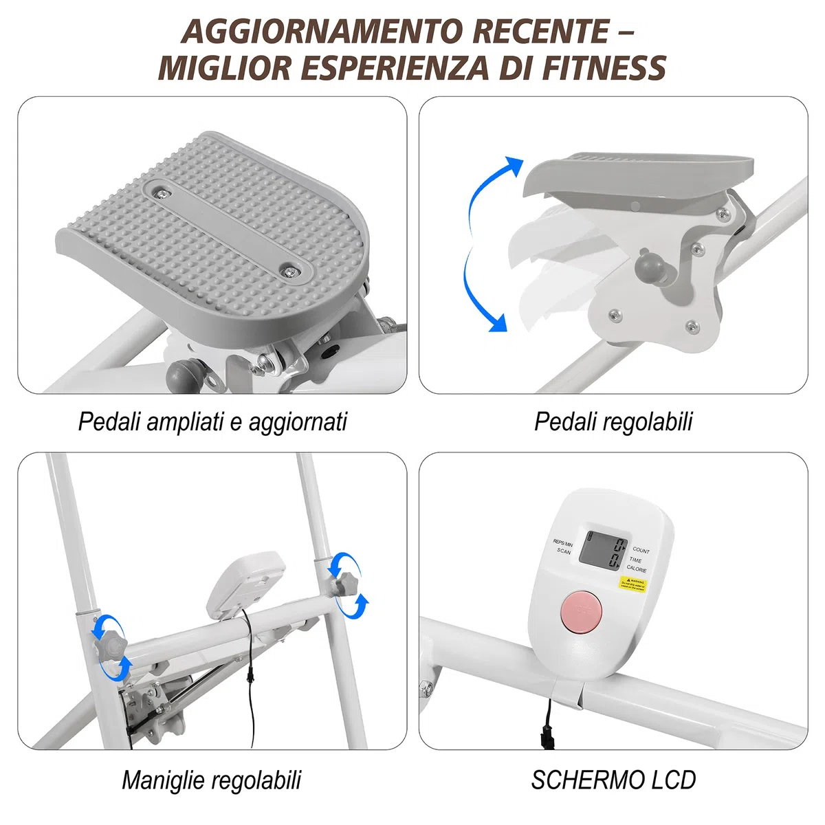 Stepper per casa – Upgrade Scalatore verticale come macchina per allenamento per esercizi totali del corpo. Dispositivo fitness per scalare con telaio stabile e piattaforma manubrio regolabile