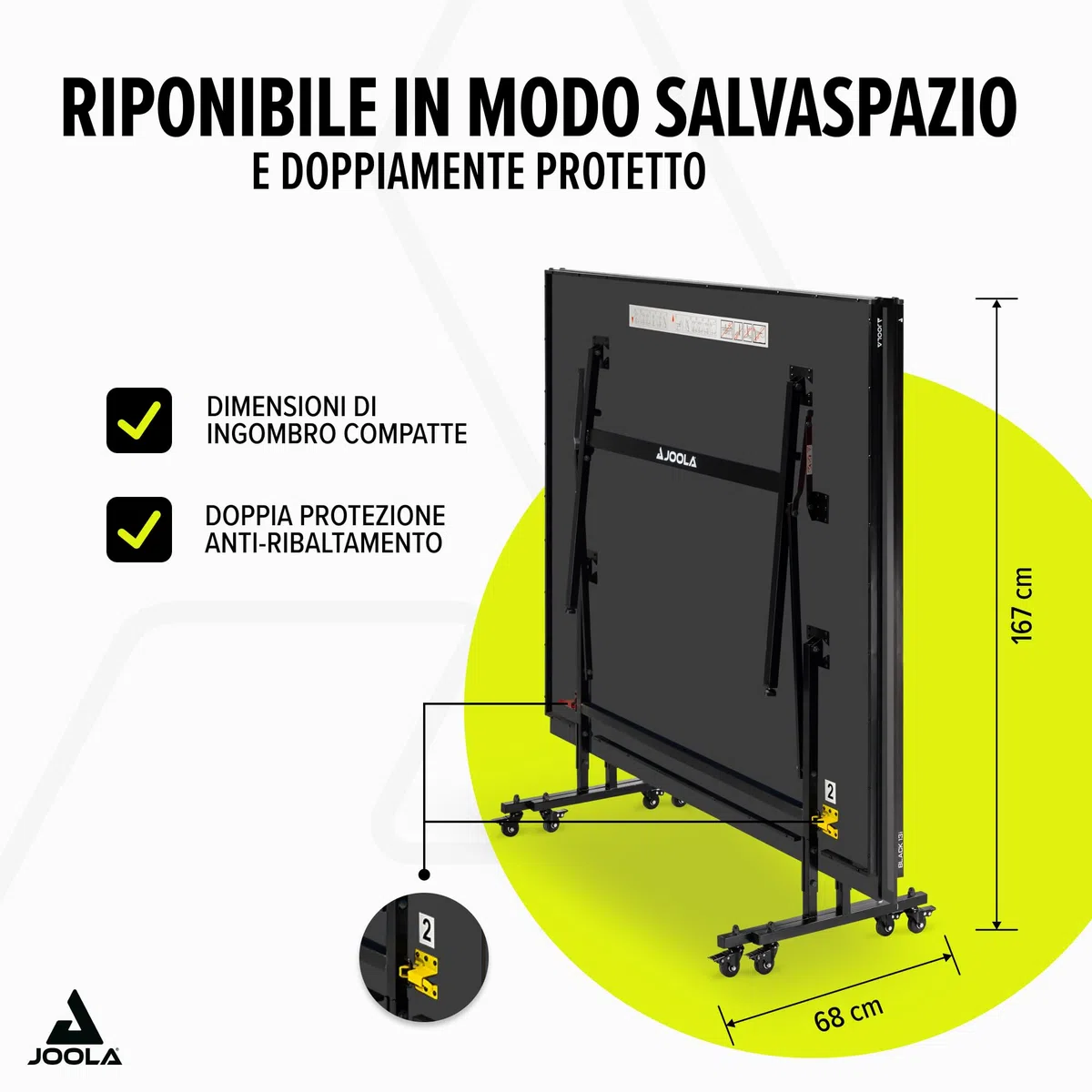 JOOLA Inside 13 Tavolo da Ping Pong per Interni, Base Pieghevole, Montaggio Rapido, Rete Inclusa, 274 x 152.5 x 76 cm