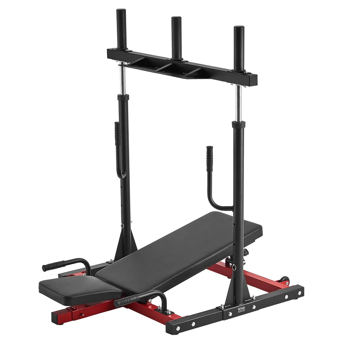 VEVOR Macchina per Pressa per Gambe Verticale, Attrezzatura Regolabile per Allenamento con Pressa per Gambe in Acciaio al Carbonio, per Palestra Domestica Capacità di 249,5 kg Nero Rosso