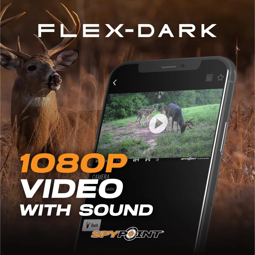 SPYPOINT Flex-Dark Telecamera Cellulare da Sentiero, Foto da 40MP, Video 1080p + Audio, Fotocamera da Gioco Senza Bagliore, Visione Notturna da Caccia, Attivazione del Movimento, Rilevamento 30m