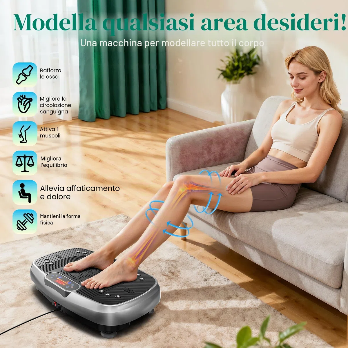 Piastra vibrante, piastra vibrante migliorata con doppi motori per dimagrire, allenamento a tutto il corpo, costruzione muscolare, supporto vibrante, piastra vibrante da 160 kg