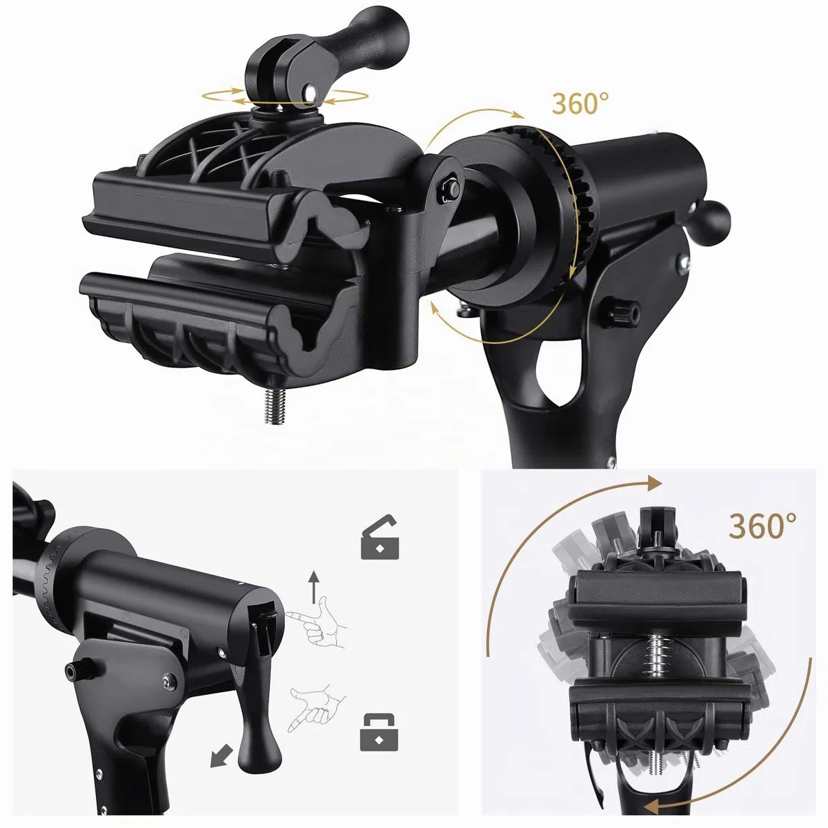 CXWXC Cavalletto per Riparazione Bici, Supporto per Manutenzione Bicicletta in Alluminio, con Vassoio Porta Utensili Magnetico, Regolabile, Leggero, Portatile Nero (Nero)