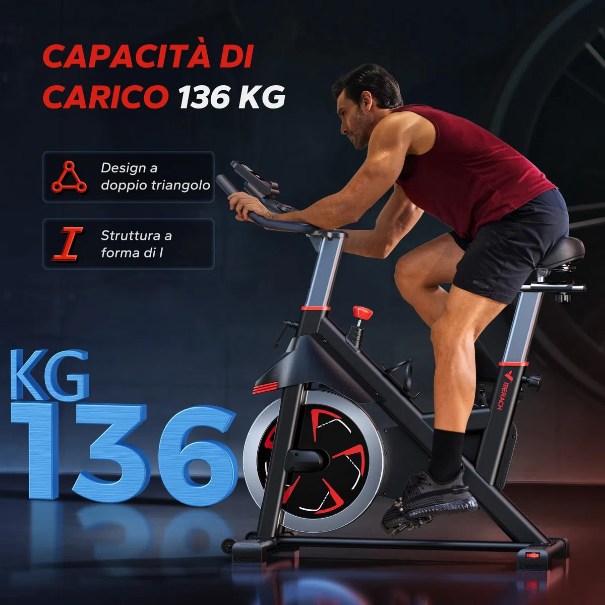MERACH Cyclette da Casa con Resistenza Magnetica, Bicicletta da Appartamento Silenziosa con Sella Confortevole Migliorata, Schermo LCD, Supporto Tablet, App Esclusiva, Ideale per Training Aerobico