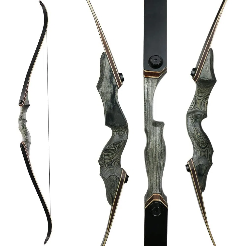 Huntingdoor Arco da 60 Pollici Takedown di legno Arco ricurvo tiro con l'arco Arco Destro Riser 30 40 50 lbs con Corda per tiro a Segno (35lbs)