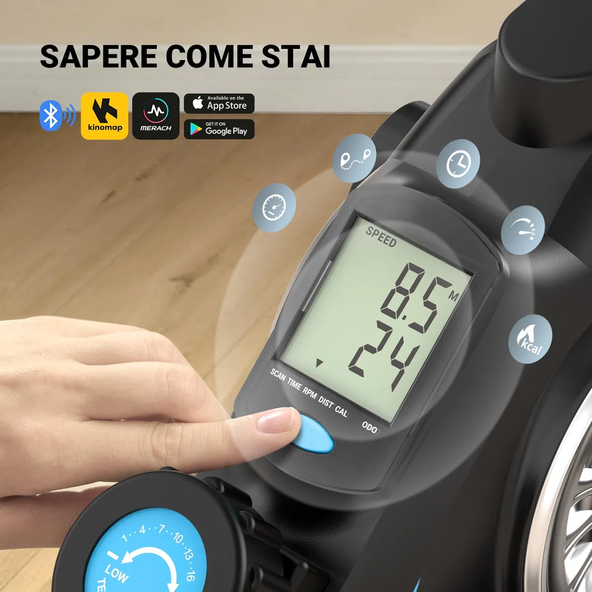 MERACH Cyclette da Seduti, Pedaliera Trainer per Gambe per Casa, Mini Cyclette con 2 Fasce di Resistenza e Tappetino Antiscivolo, Dispositivo Fitness per Home Trainer per Ufficio a Casa, Salvaspazio