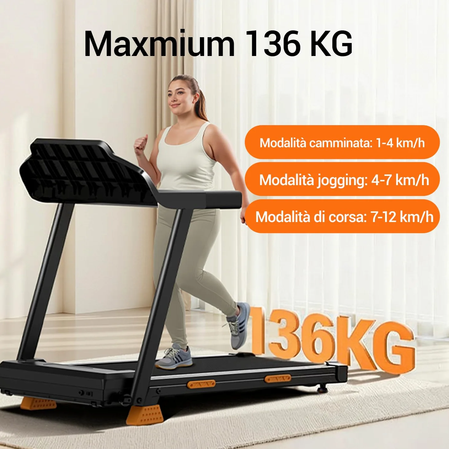 LONTEK Tapis Roulant Salvaspazio con Inclinazione 15%, Tapis Roulant Elettrico 12KM/H, Tapirulan Pieghevole da Casa con Motore da 3.0 HP e Display LED, Carico Massimo 136KG