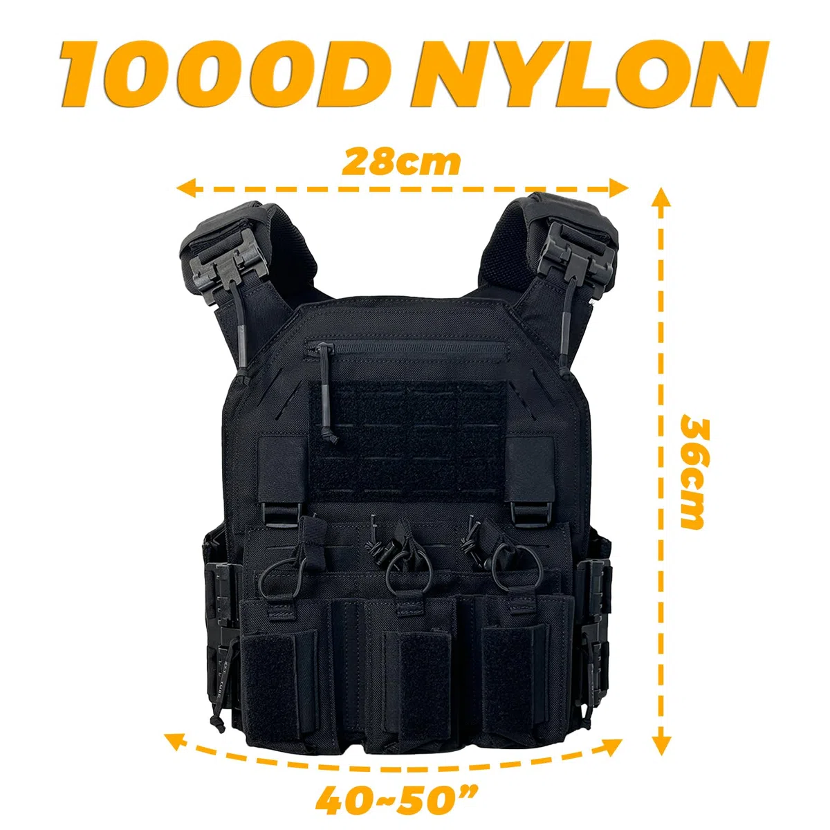 Gilet tattico in nylon 1000D con tasca per riviste 556, giubbotto di protezione leggero, sistema di sgancio rapido, compatibile con MOLLE
