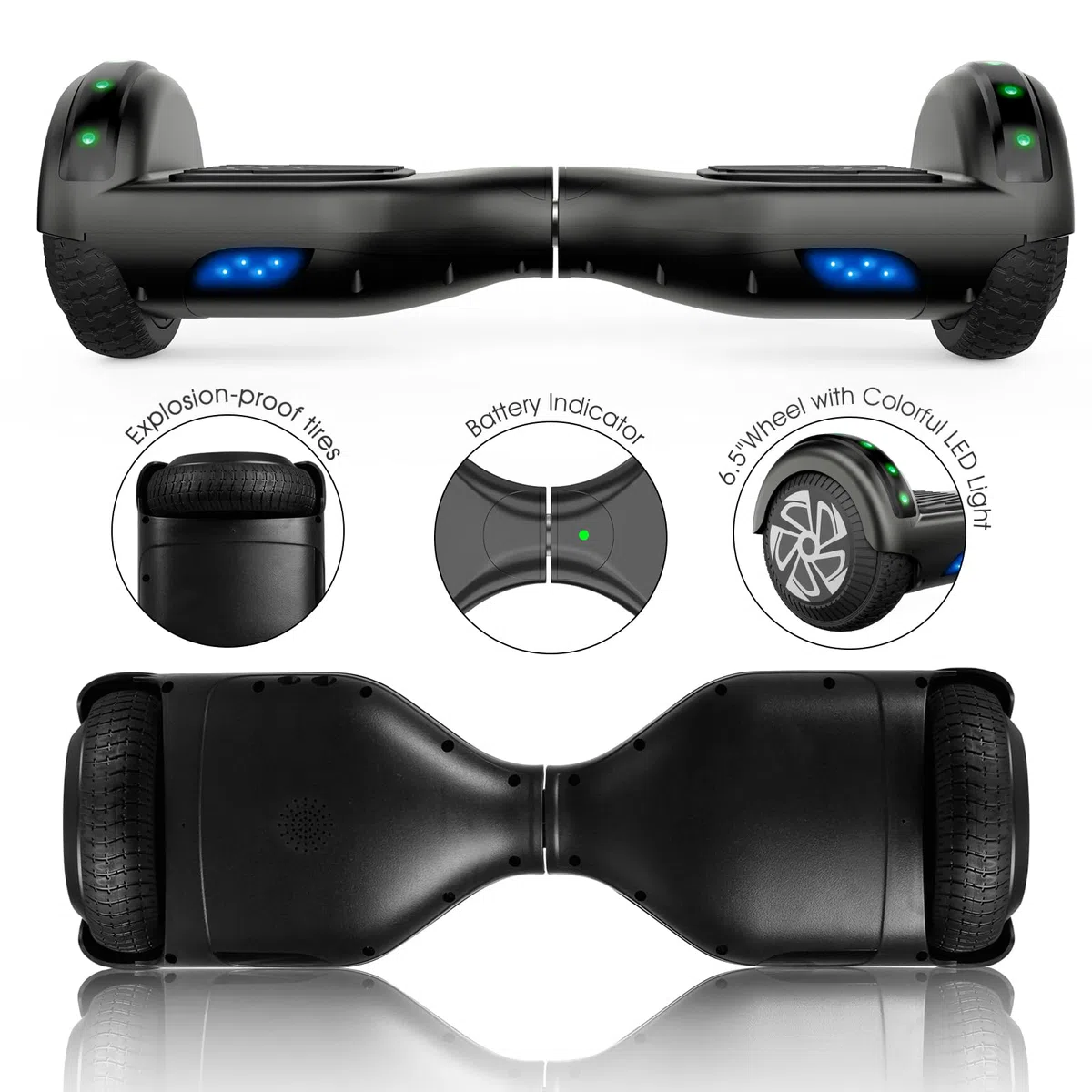 Hoverboard Scooter elettrico fuoristrada autobilanciante a due ruote con altoparlante wireless Bluetooth