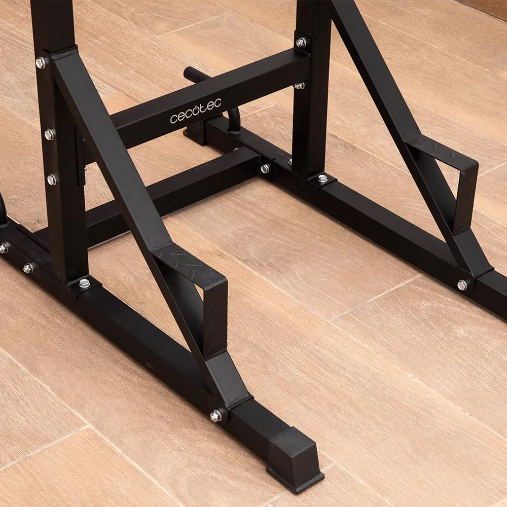 Cecotec Sbarra Trazioni per Dips Drumfit Pullups 4000. Torre Multistazione di Muscolazione, Rack di Dominate e Sfondi Imbottito con Impugnature Antiscivolo, Altezza Regolabile, Peso Massimo 150 Kg