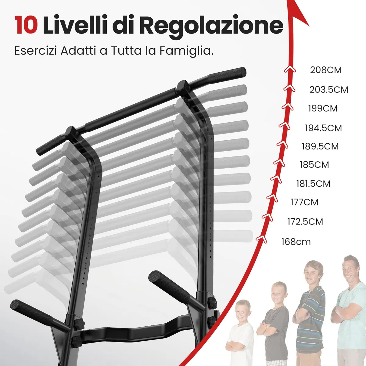 Dskeuzeew Power Tower Dip Station - Palestra multifunzione da casa con barra per trazioni e sedia romana, regolabile in altezza