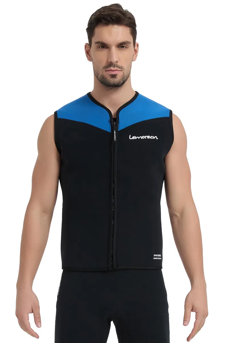 Lemorecn Muta da uomo e donna, 3 mm, senza maniche, in neoprene, con cerniera frontale, per sport acquatici