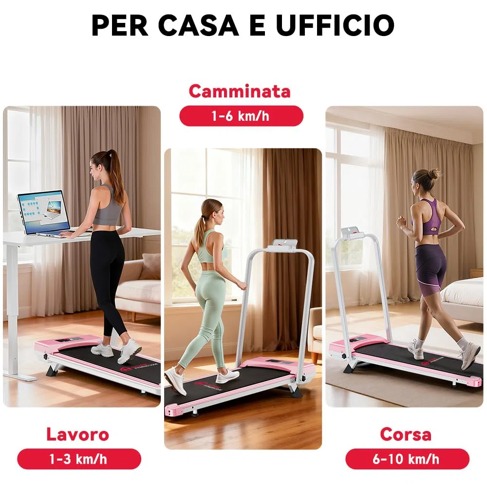 Tapis Roulant Elettrico Salvaspazio 7%, 3 IN 1 Walking Pad Pieghevole, 2.5CV Tapis Roulant Con Inclinazione, Display LED, Carico massimo di 130 kg