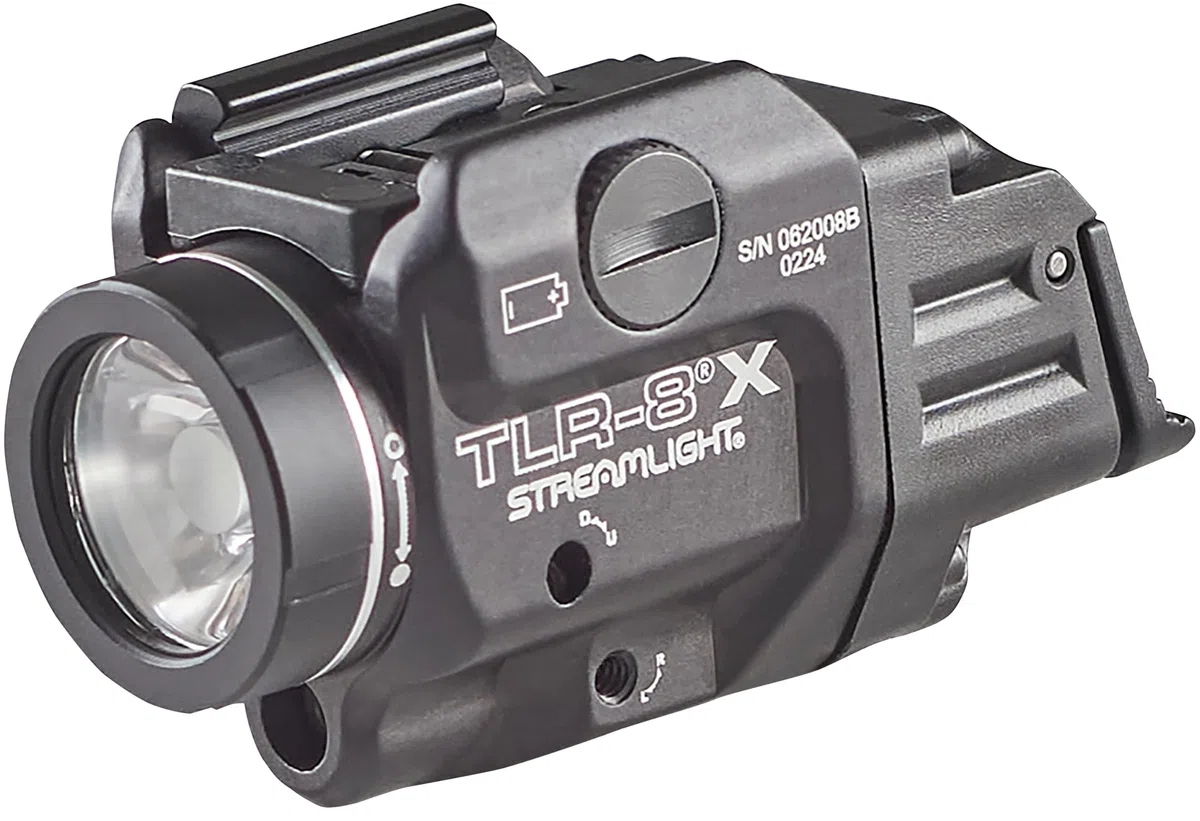 Streamlight 69414 TLR-8 x 500 lumen arma tattica con laser rosso integrato per pistole selezionate, incluse opzioni di interruttore posteriore, kit di montaggio e chiave, nero