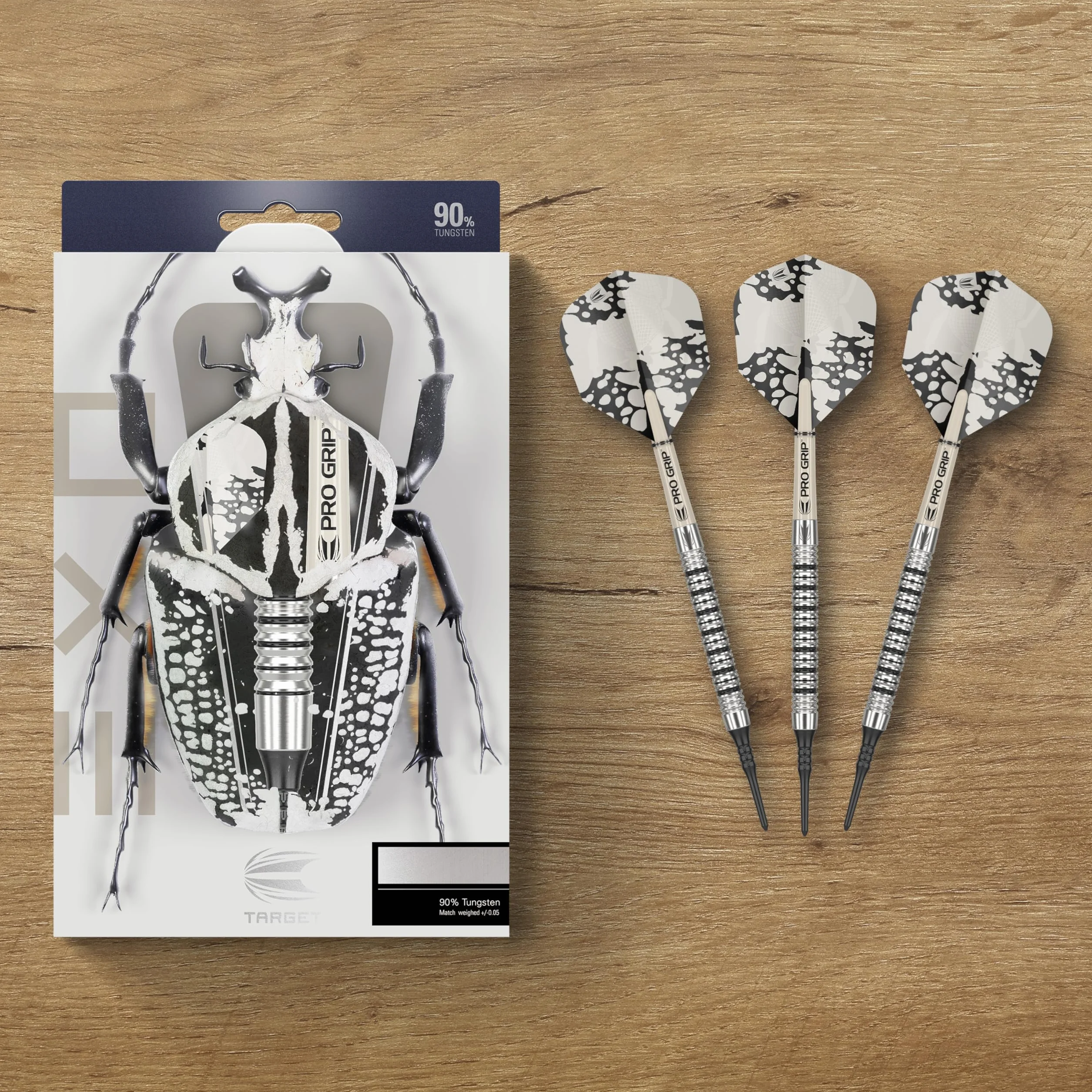 Target Darts EXO Edition 90% Tungsten Soft Tip Darts Set – Set di Freccette Professionali con Punta Morbida, Freccette con Punta Pixel con Alberi PRO Grip e voli No.6