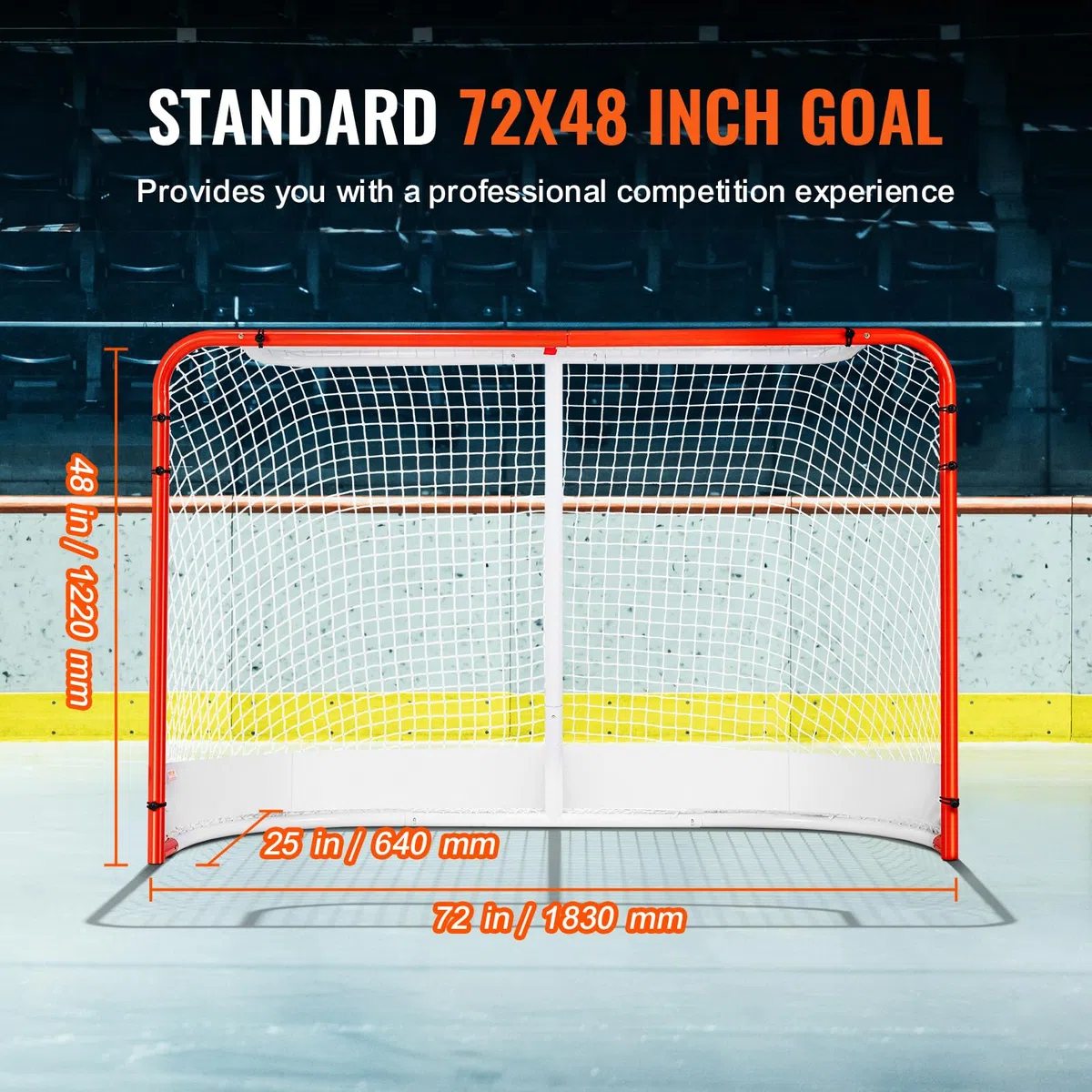 VEVOR Rete di Hockey per Strada, Porta da Hockey in Acciaio Interni Esterni, Set di Porte da Allenamento, Pro Regolamentare Ufficiale Porta da Hockey Portatile con Rete 183 x 122 cm, Bianco e Rosso