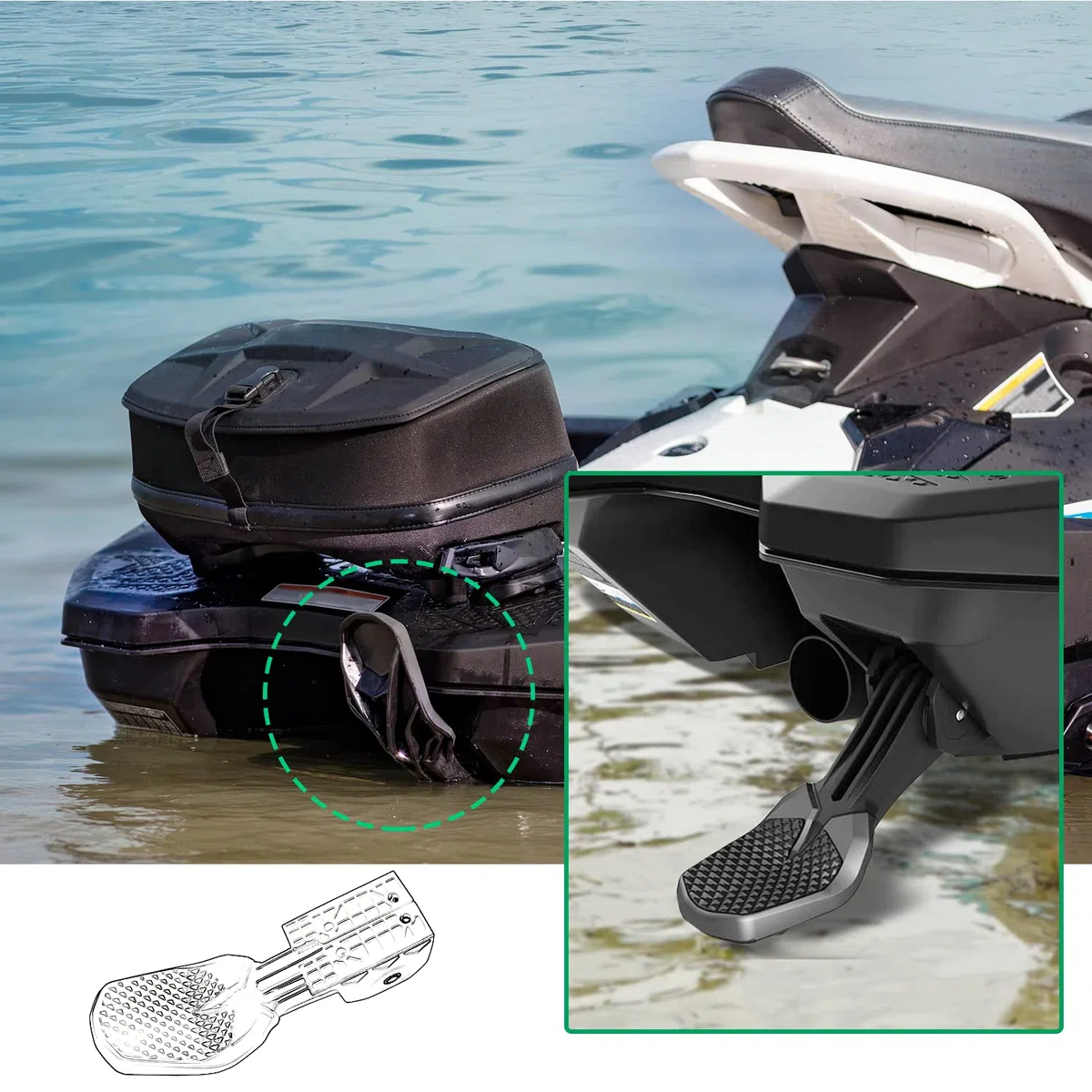 Scaletta Pieghevole per imbarco Compatibile con Sea-Doo Spark Replace #295100494 295100642 Scaletta per imbarco Spark Boarding Watercraft Step Kit