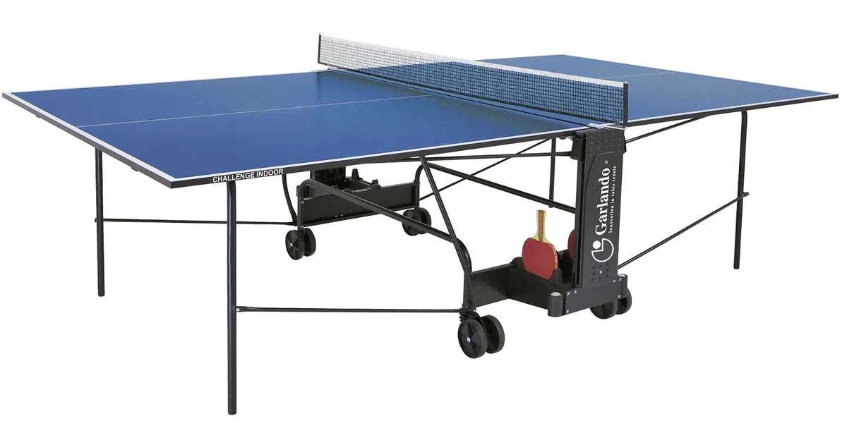 Garlando Tavolo da Ping Pong Challenge Indoor Con Ruote Per Interno Blu
