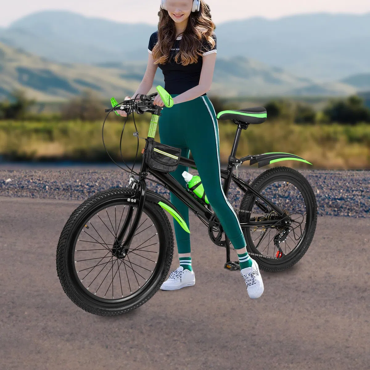 Bicicletta per bambini da 20 pollici, mountain bike, bicicletta con parafango, bottiglia d'acqua e campana bussola, robusto telaio in acciaio al carbonio, per ragazzi e ragazze 8-12 anni, per