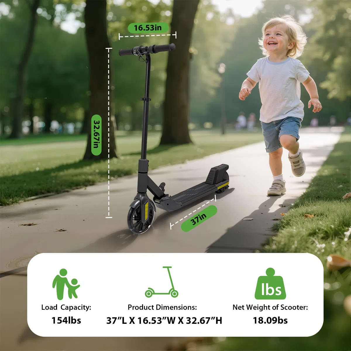 Monopattini elettrici pieghevole per bambini (6-14 anni) - Velocità massima 16 km/h, portata 8 km, ruota anteriore da 7 pollici con funzione autoilluminante, ruota posteriore da 6 pollici