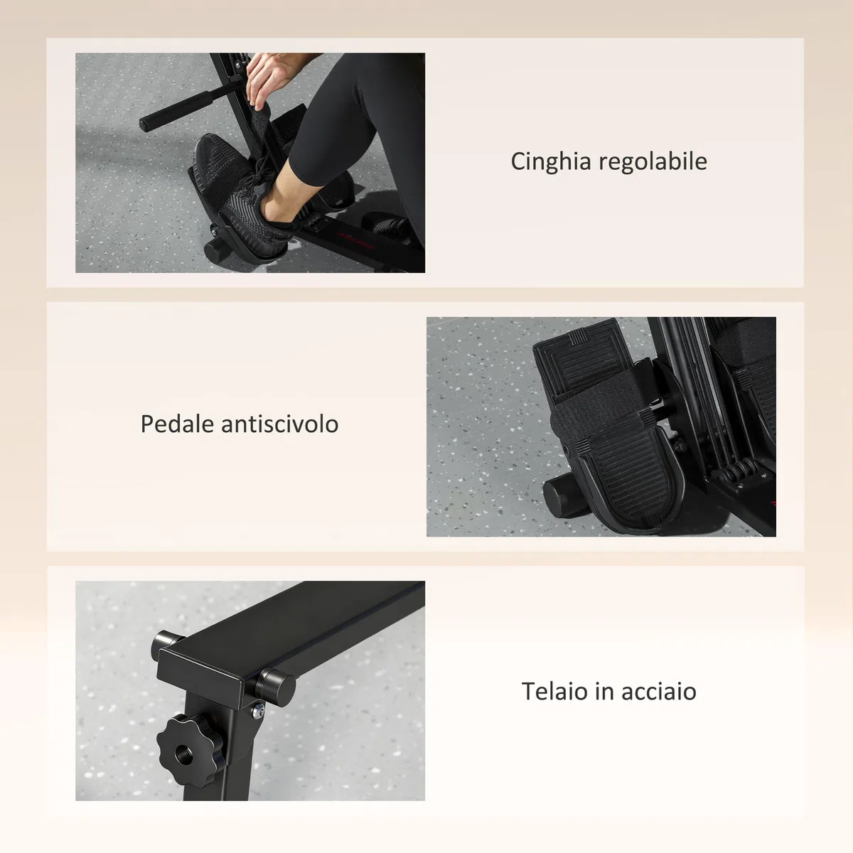 SPORTNOW Vogatore per Casa, Vogatore Compatto Silenzioso con Resistenza a Elastico, Monitor LCD, Sedile Imbottito, per Allenamento Tutto il Corpo, Capacità 150 kg, Salvaspazio, Nero