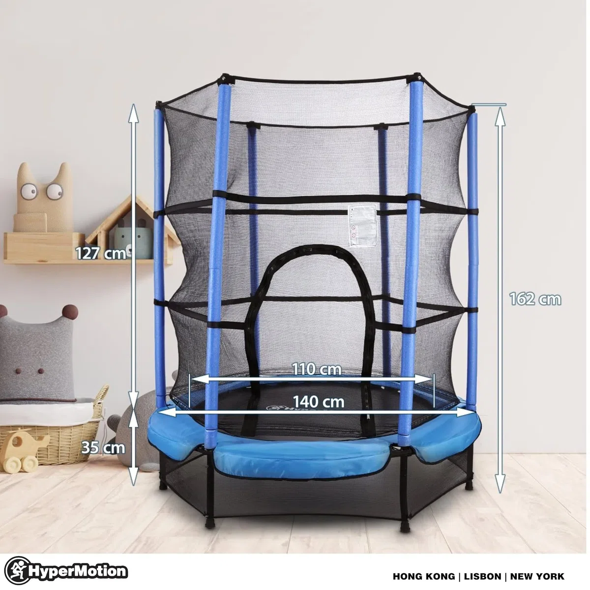 HyperMotion Trampolino per bambini di età minima 3 anni e adolescenti, per saltare, fare sport, per interni, appartamenti, esterni, giardino