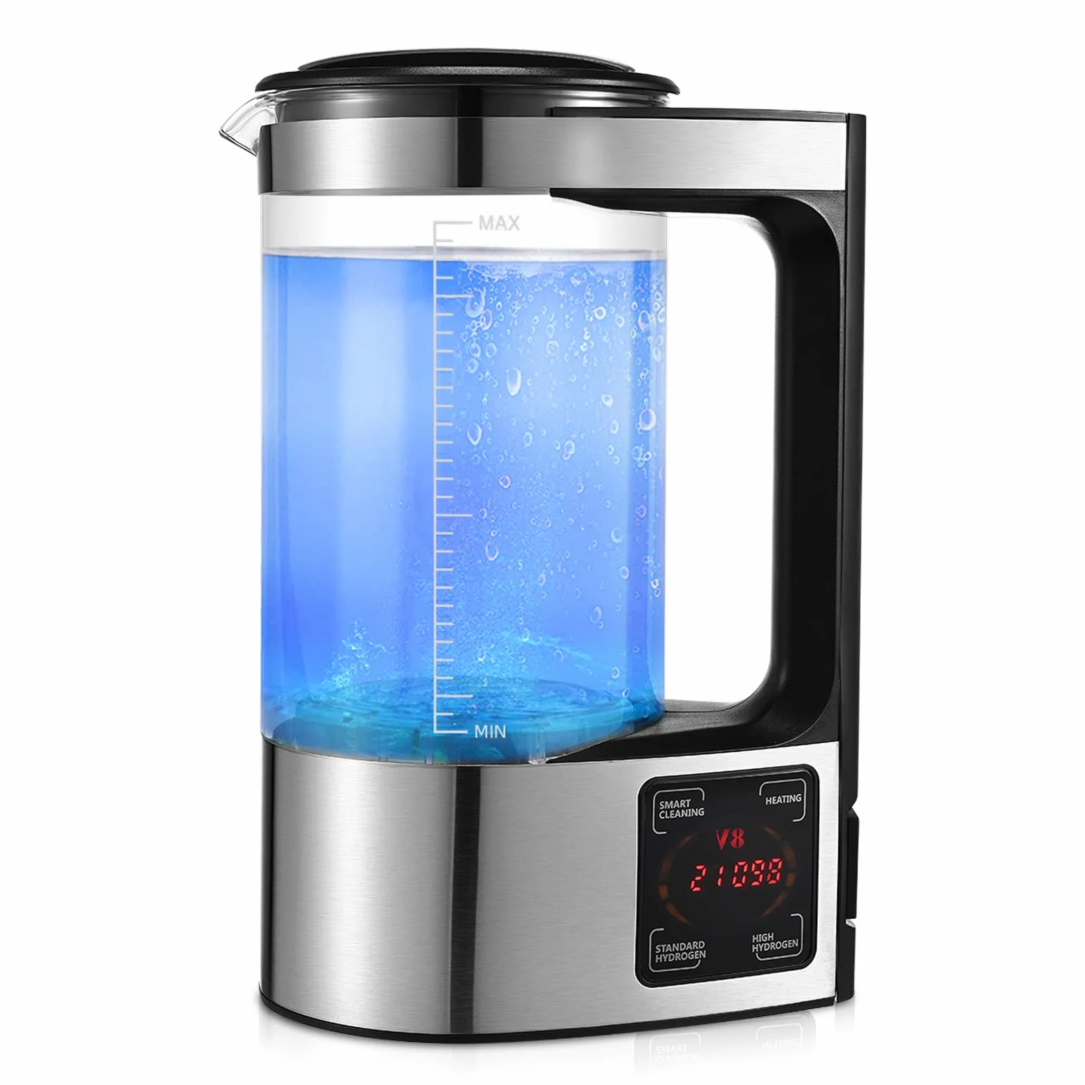 2L Generatore di Acqua Idrogenata, Grande Capacità Generatore di Acqua Idrogenata Ionizzatore, Bombola del Generatore di Idrogeno, Ricarica USB Portatile con Display LED per Casa, Ufficio e Viaggi