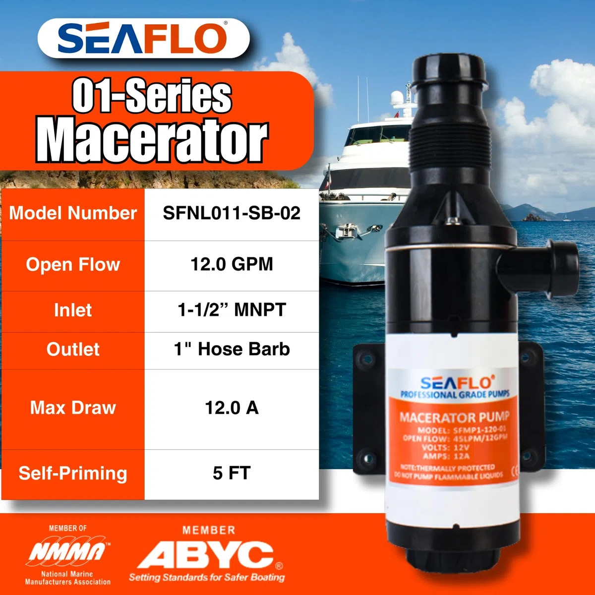 SEAFLO Sistema di pompa maceratore 12V per motore migliorato RV Marine 01 Series