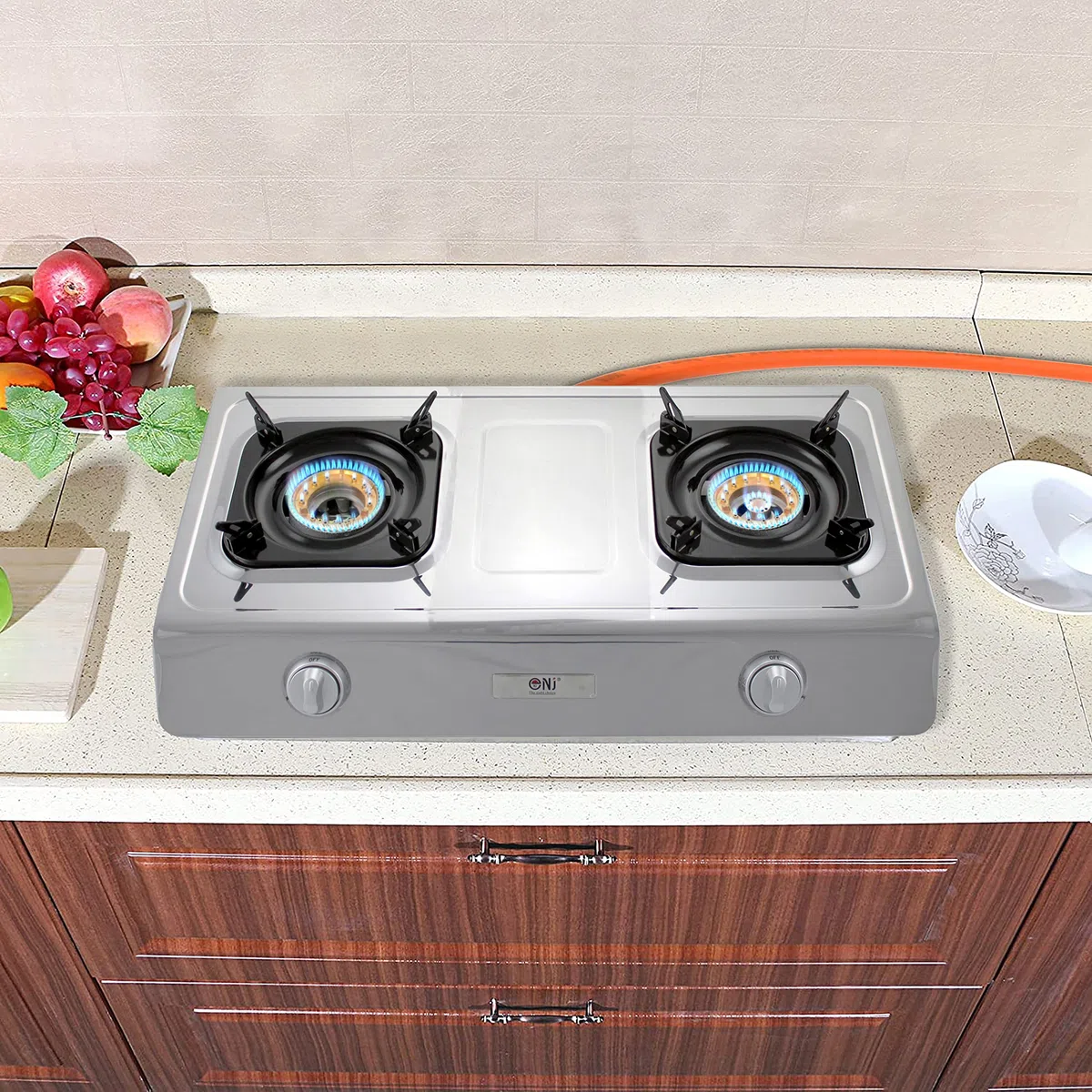 NJ NSD-2 Fornello a Gas - 2 Fuochi Piano Cottura Portatile Interna GPL