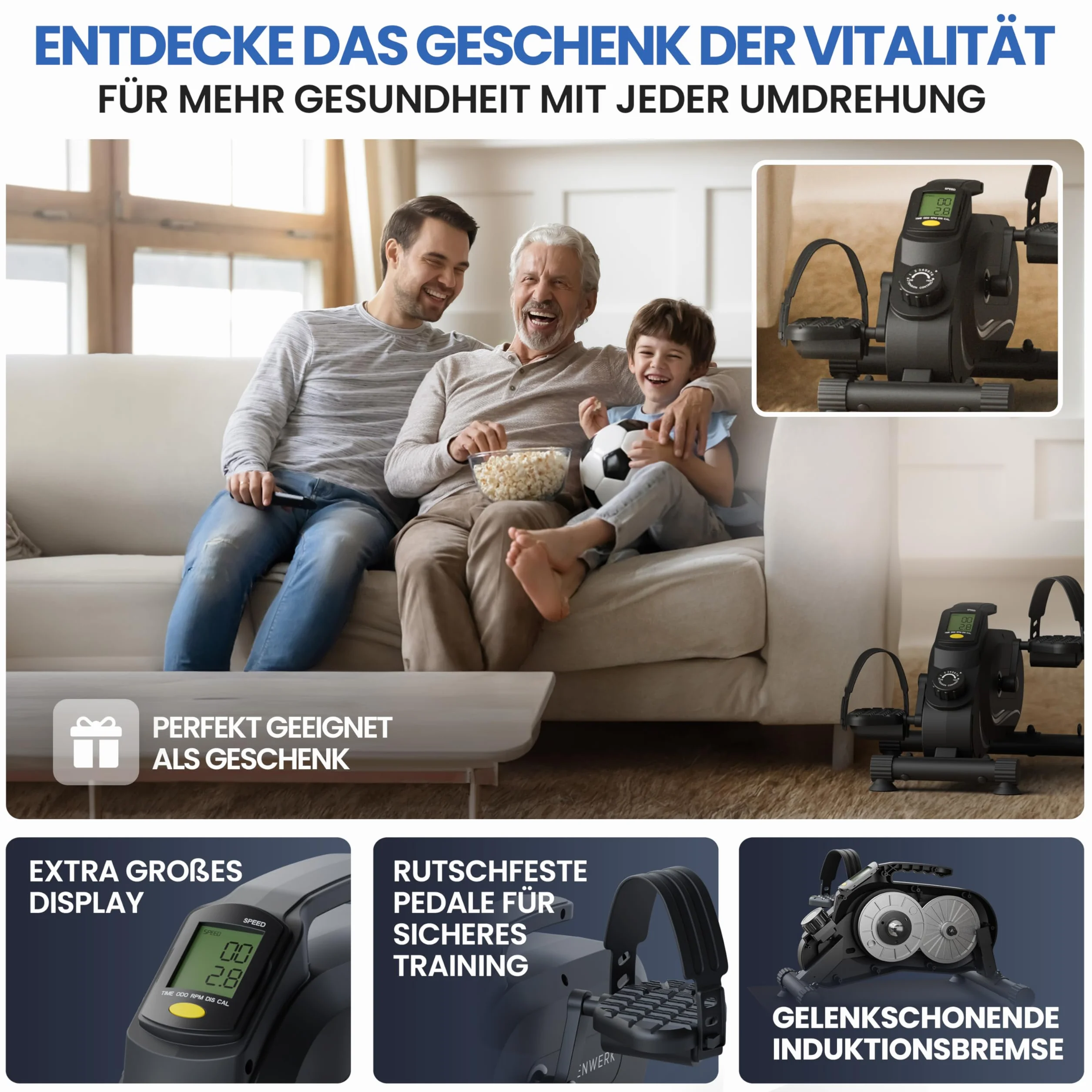 HELDENWERK Set di pedali Pro – Certificazione TÜV/GS | vincitore del confronto | extra silenzioso e delicato sulle articolazioni con nastro di fissaggio – Attrezzatura per braccia e gambe per la casa
