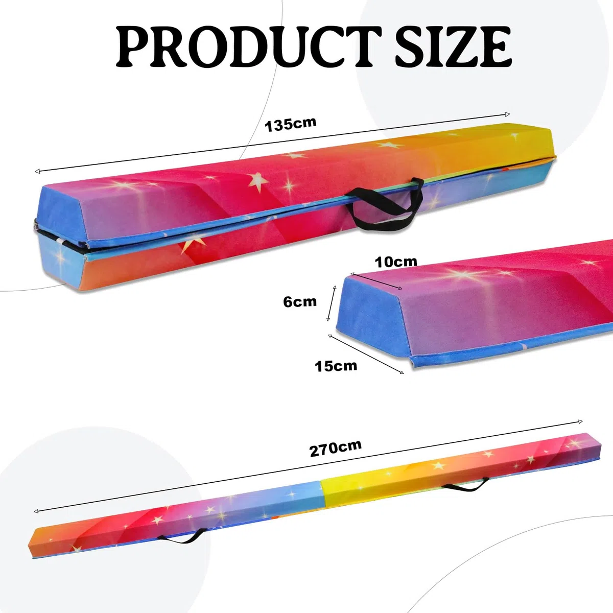 Trave Ginnastica Artistica per Casa 300/270/240 cm, SportBob Trave Pieghevole Ginnastica Portatile per Allenamento, Trave Equilibrio con Base In Gomma Antiscivolo per Bambini, Principianti e Ginnasti Professionisti