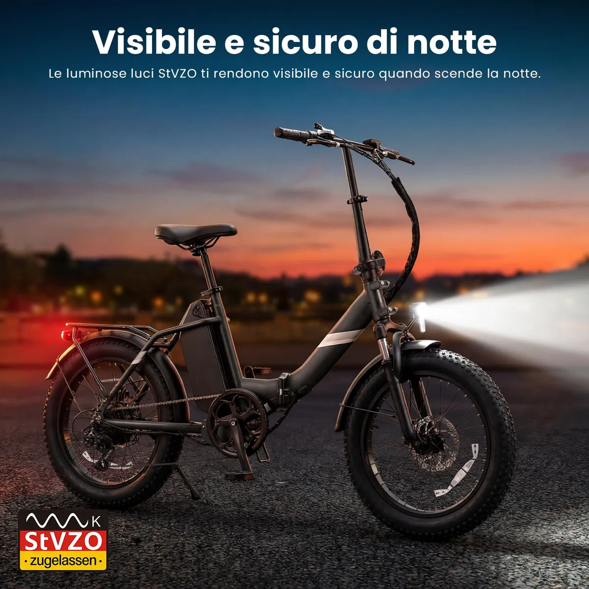 Touroll Bicicletta Elettrica, S3/S3 Pro Bici Elettrica pieghevole, 20"×3.0" fat bike elettrica, Autonomia 195 KM, Forcella Ammortizzata,Batteria Rimovibile
