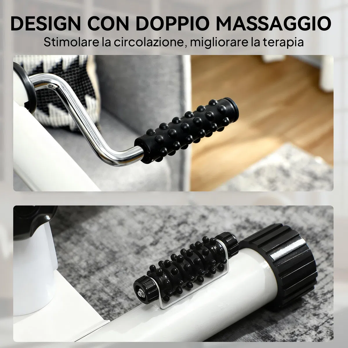 SPORTNOW Cyclette da Seduta per Braccia e Gambe, Pedaliera per Riabilitazione con Altezza Regolabile, Display LCD, Resistenza Regolabile e Pedali Massaggianti, per Anziani, Bianco