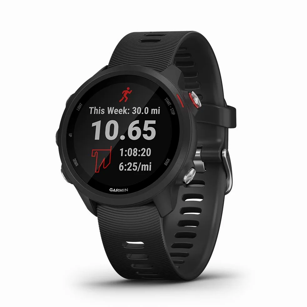 Garmin Forerunner 245 Music, GPS per la corsa, Memoria per musica, Distanza, Passo, Cardio, VO2max, Piani gratuiti per 5K, 10K e mezza, Tempi di recupero, Smartwatch (Black) (Ricondizionato)