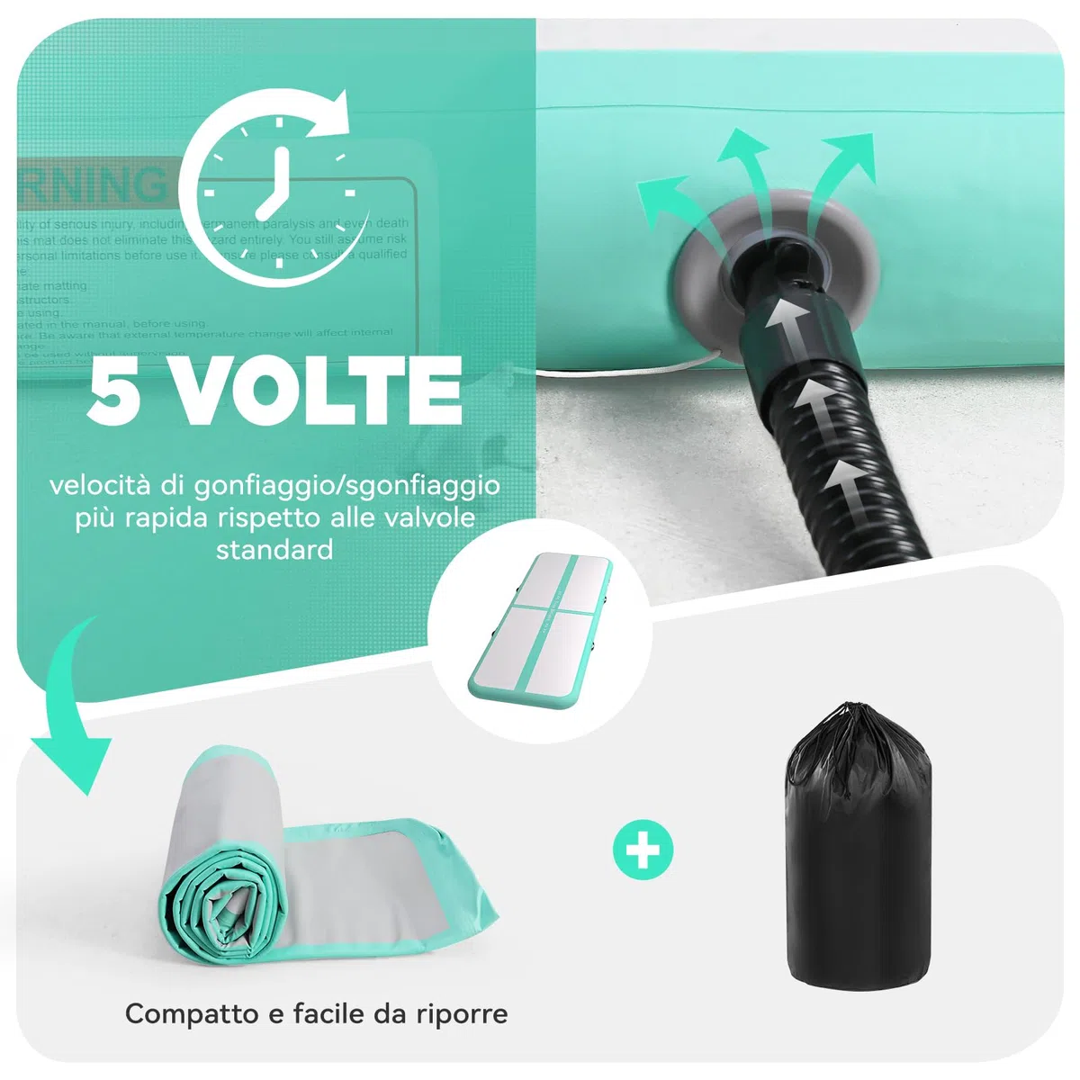 Tappeto Ginnastica Artistica 2/3/4/5/6m Spessore 10/15cm, con Electric Pump 600W,Tumbling Mat,Tappeto Ginnastica da Casa, Tappetino Palestra per Gym, Home,Esterno, Fitness, Yoga