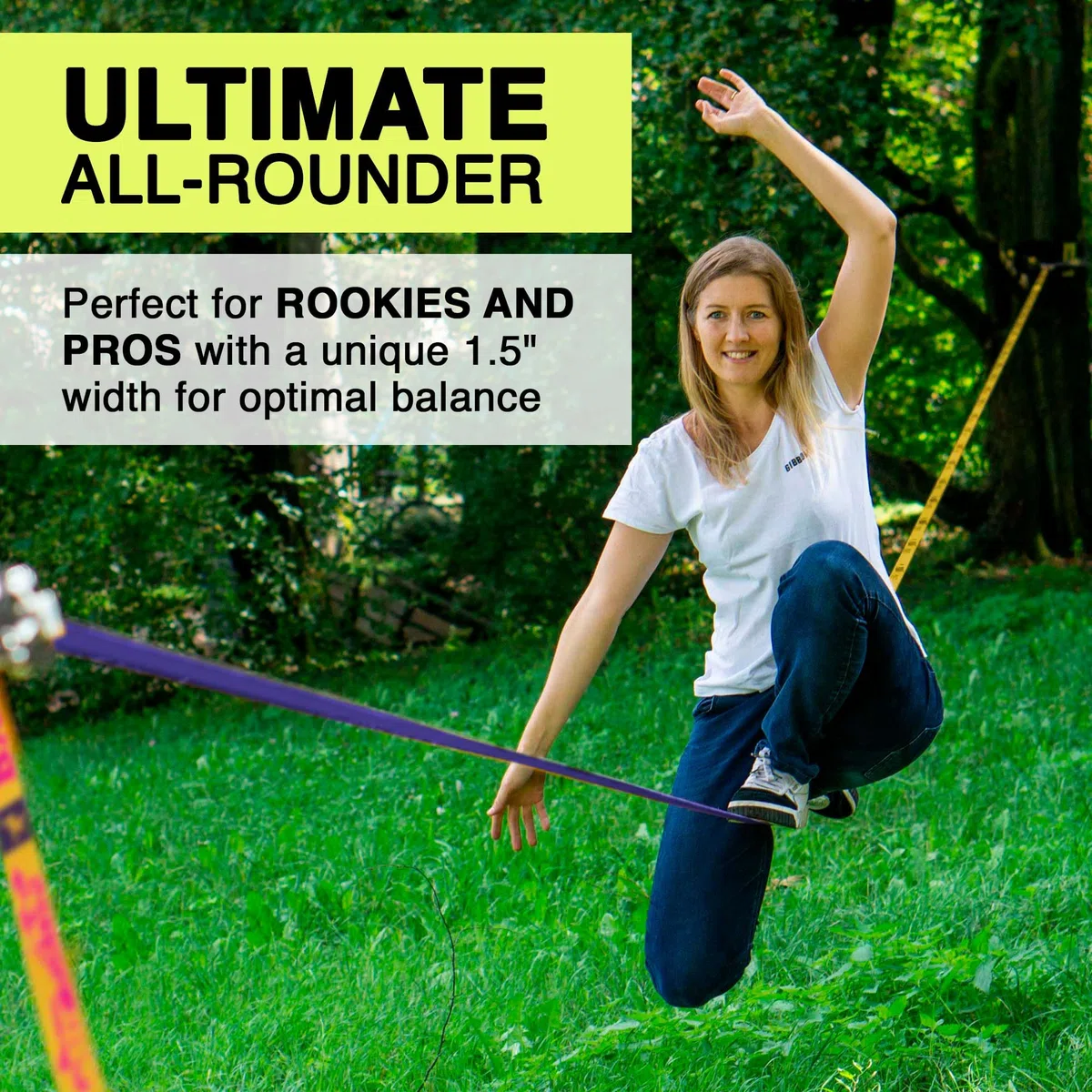 GIBBON BananLama mit TreeWear Slacklines Blu/Giallo 25 M