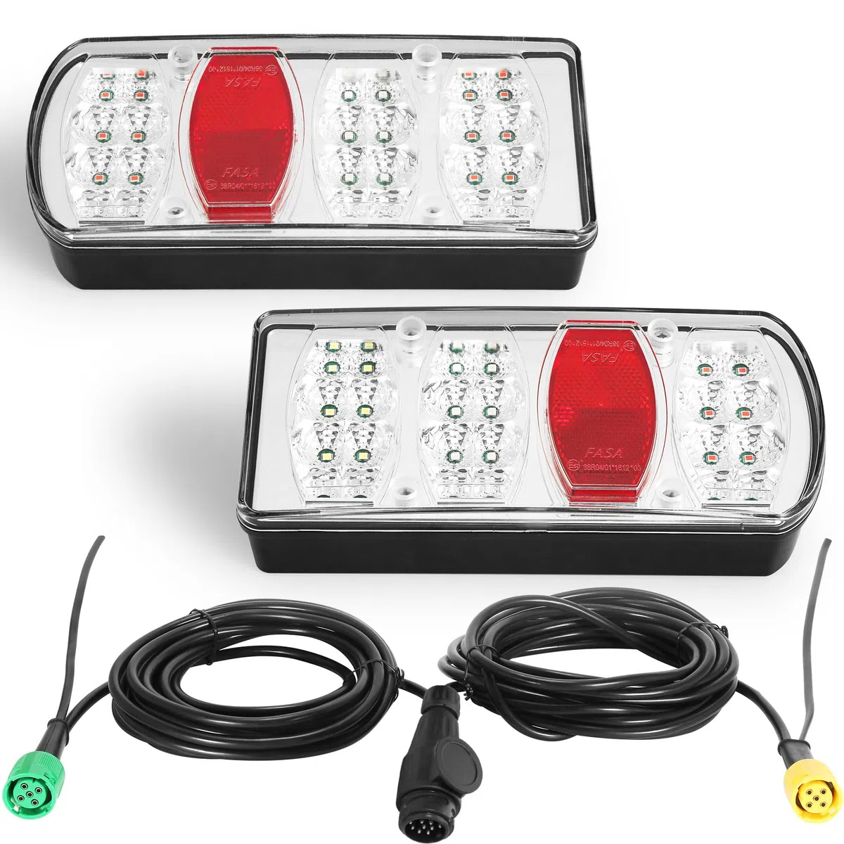 Fanali Posteriori Rimorchio Kit 13poli con Cavi da 5,5m 12/24v 7Funzione Universale Luci Rimorchio E Omologate Impermeabile