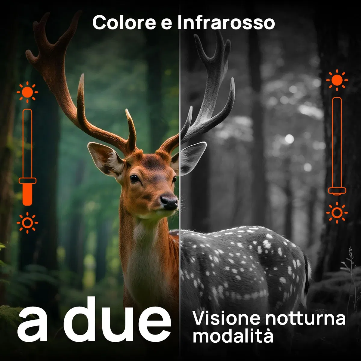iZEEKER iG600 Fototrappola con Doppia Lente 4K 30fps 64MP, con Scheda SD 32GB, WiFi Bluetooth Fotocamera Caccia Visione Notturna Starlight Angolo di Rilevamento 120° Tempo di Trigger 0,1s IP66