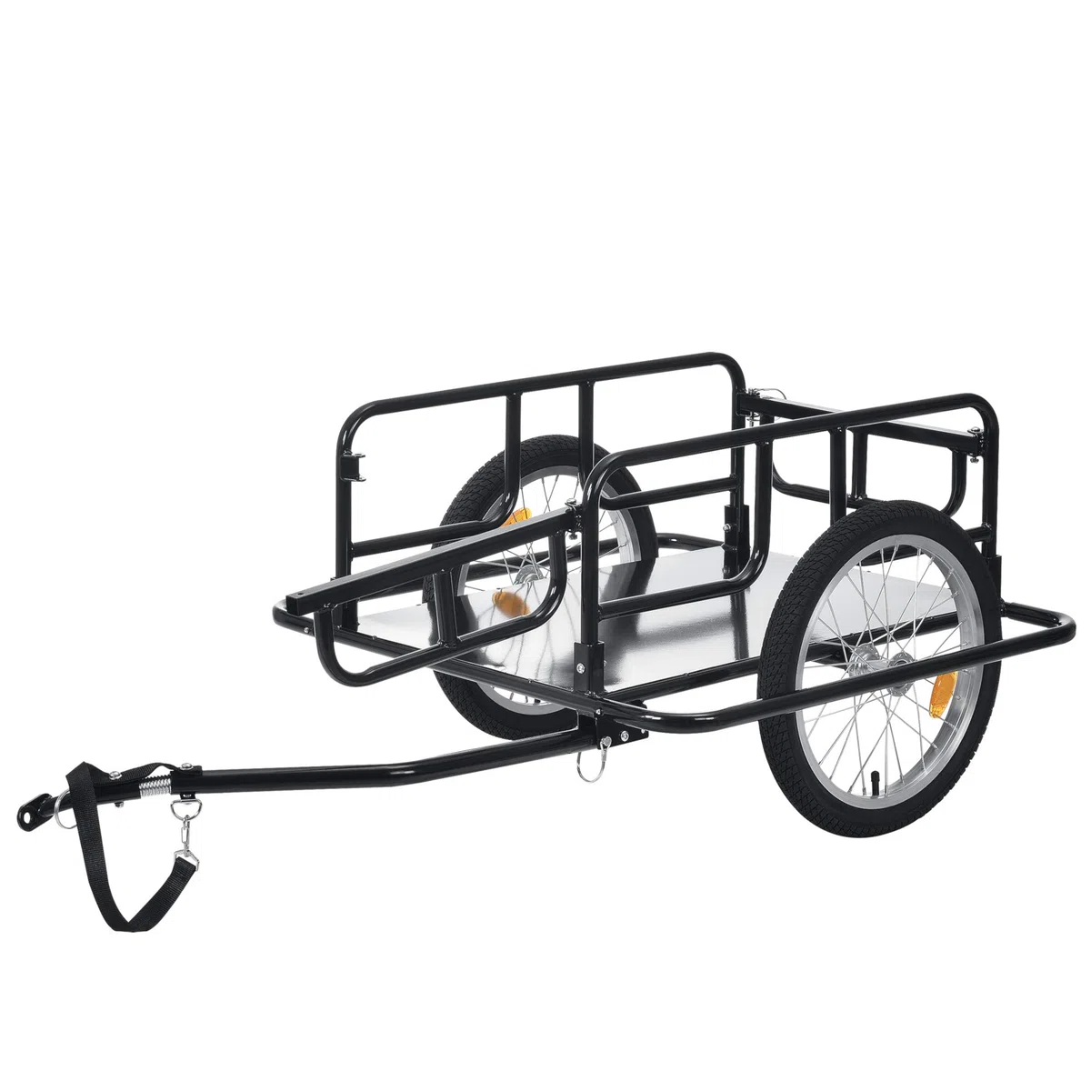 pro.tec Rimorchio Cargo per Bicicletta 130 x 72 x 49 cm Carrello Trasporto per Bici con Telaio in Acciaio Carico Max. 40 kg - Nero