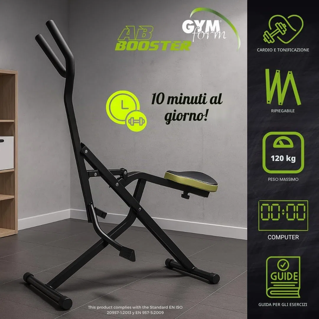 BEST DIRECT GYMFORM AB BOOSTER, Attrezzo Addominali, Macchinario Fitness di Allenamento per Braccia / Addominali / Gambe / Schiena / Glutei. Esercizio Cardio a Casa Workout Corpo