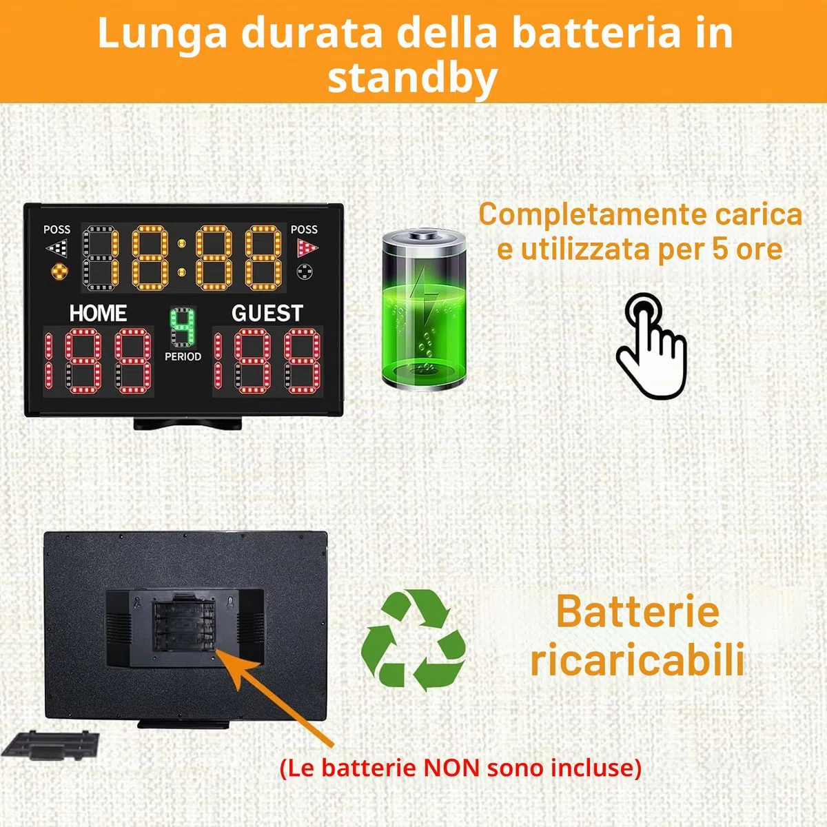 YZ Tabellone segnapunti elettronico a batteria con cicalino, tabellone segnapunti digitale da tavolo portatile con telecomando, da parete professionale punteggio score keeper per multisport indoor