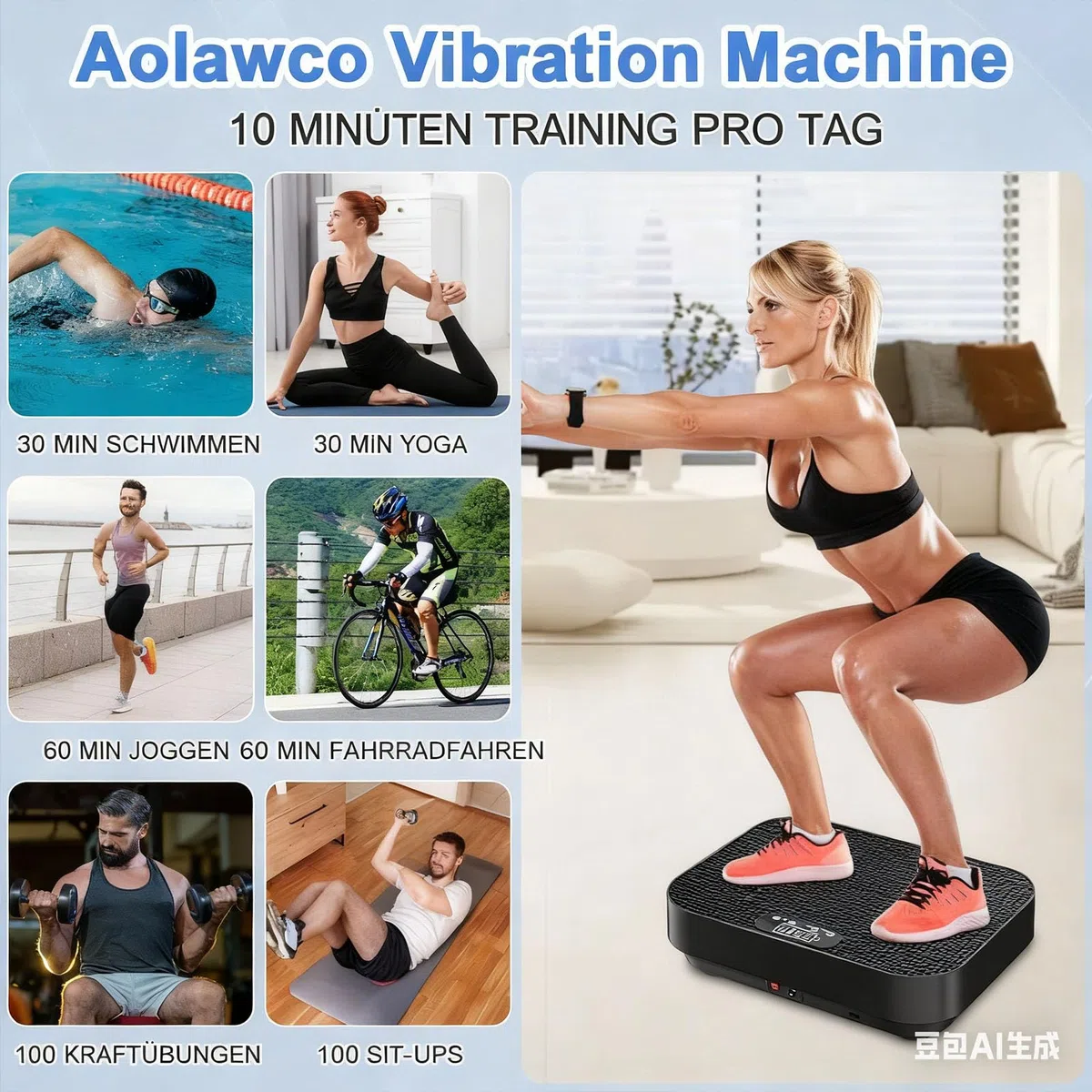 Piastra vibrante fitness con bande di allenamento, motore silenzioso, 99 livelli di intensità, piastra vibrante per la casa, piastra vibrante per la costruzione muscolare, alleviare lo stress