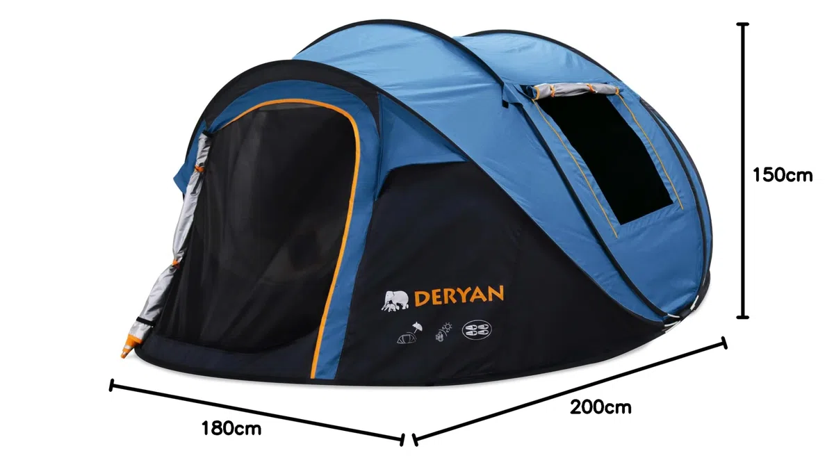 DERYAN Tenda pop-up per 4 persone, montaggio in 1 secondo, impermeabile