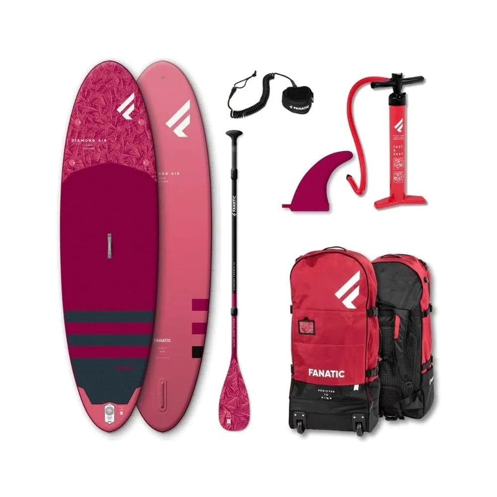 Fanatic Diamond Air 9';8"SUP Gonfiabile Stand Up Paddle Boarding Package - Tavola, Borsa, Pompa e pagaia - Leggera