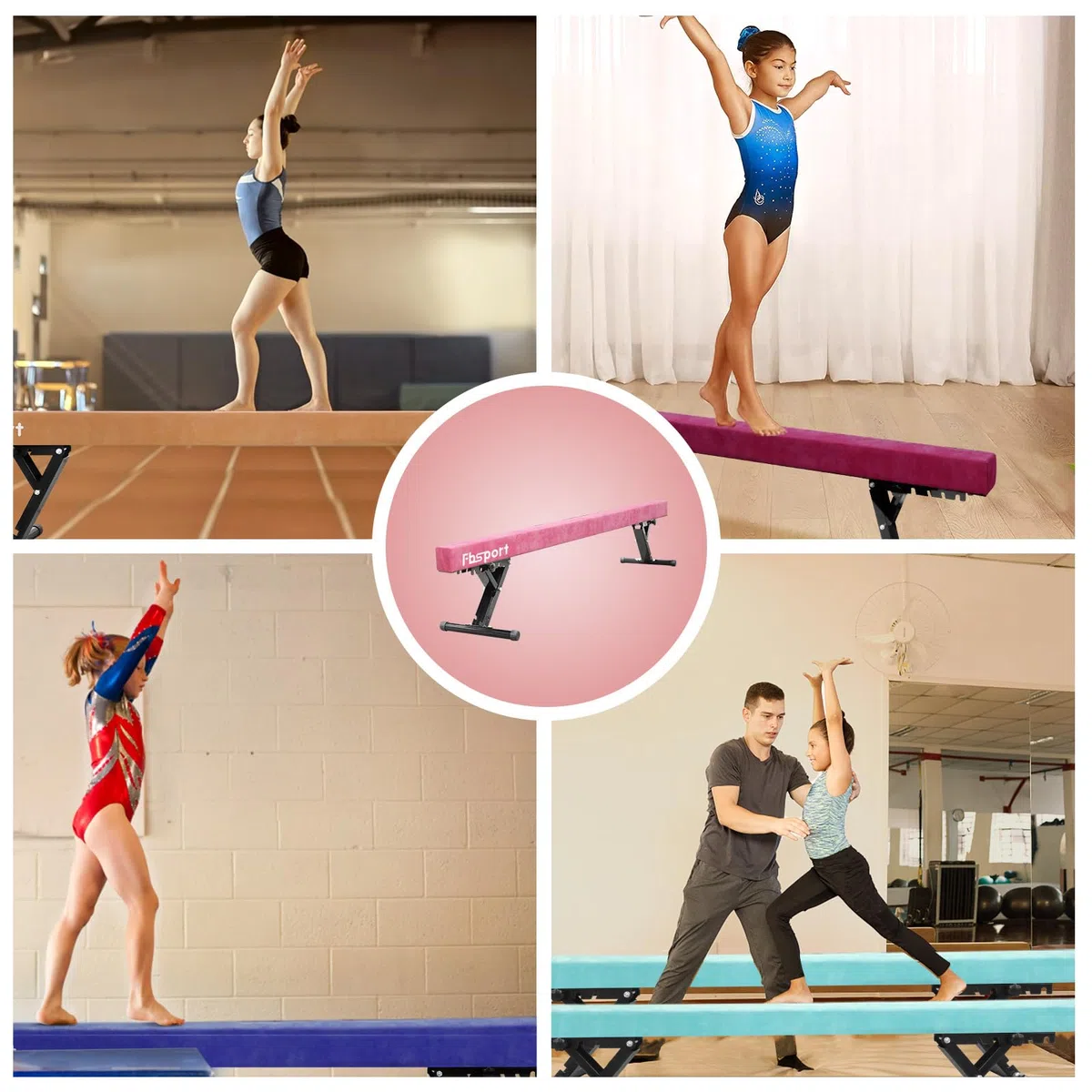 trave ginnastica artistica per casa Regolabile 244CM, 5 altezza regolabiletrave ginnastica trave di equilibrio ginnastica ad alto e basso livello Fascia da pavimento Altamente stabile per bambini