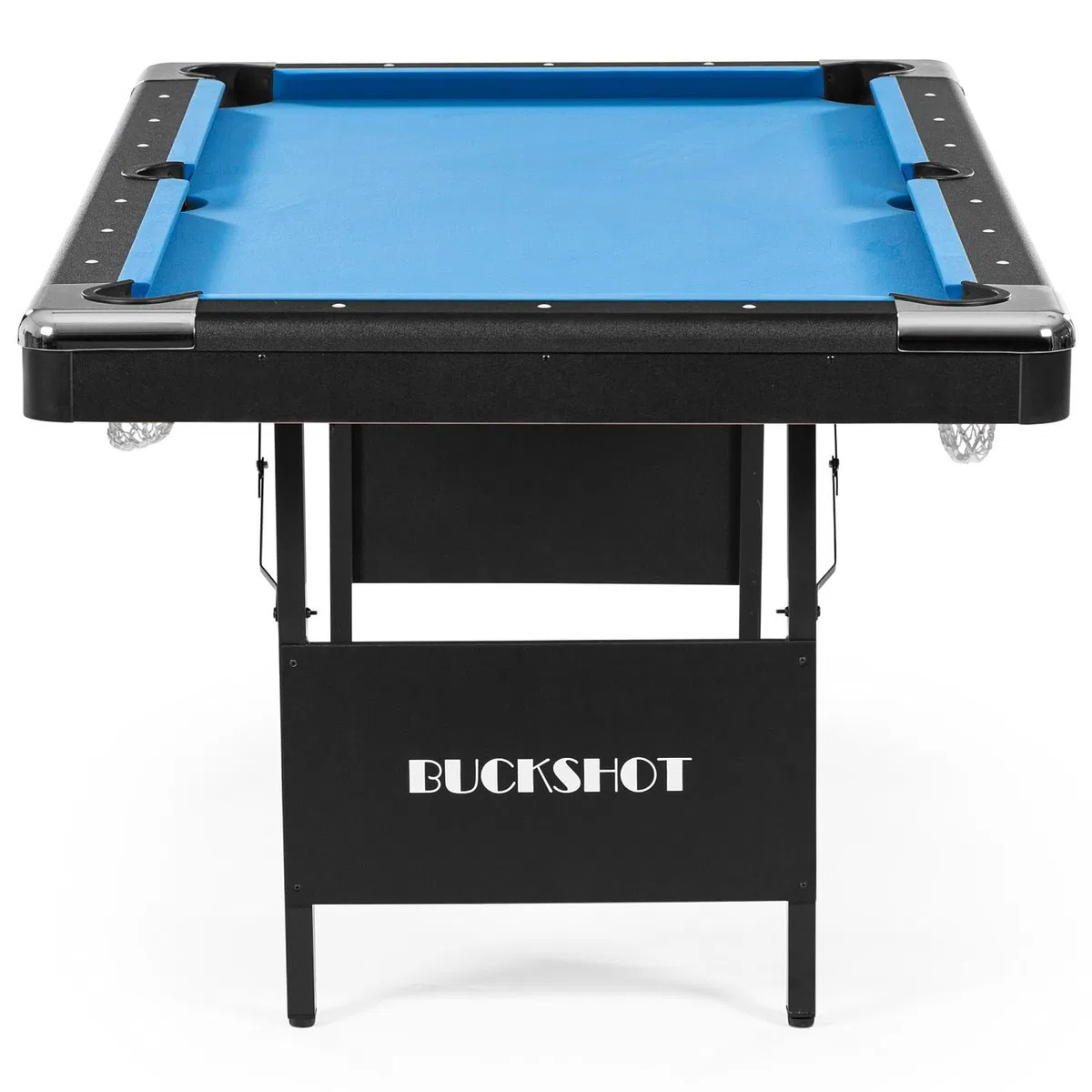 Buckshot - Tavolo da biliardo Atlanta, pieghevole, 193 x 109 x 81 cm, con accessori, biliardo da 1,8 metri, con gambe pieghevoli in metallo, blu/nero