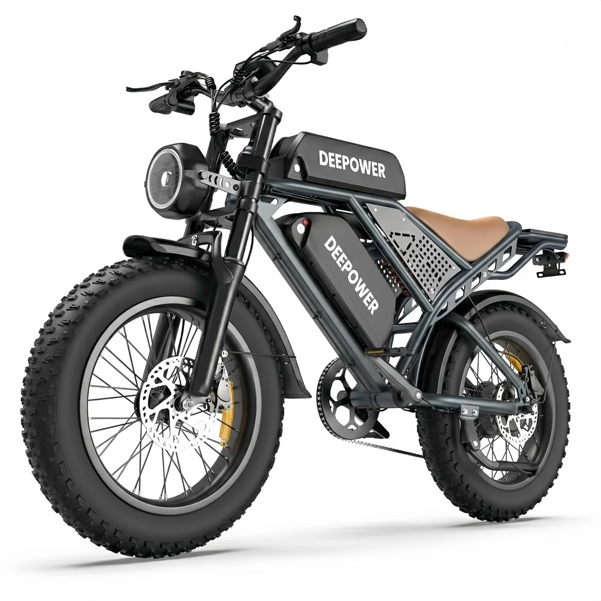 DEEPOWER S8 Bici Elettrica, 20" Bicicletta Elettrica, Doppio Motore, Doppia Batteria 48V 60Ah, Rimovibile, Autonomia di 160-190KM E-bike, Ammortizzatore Idraulico, 7-Speed Bicicletta Elettrica Uomo