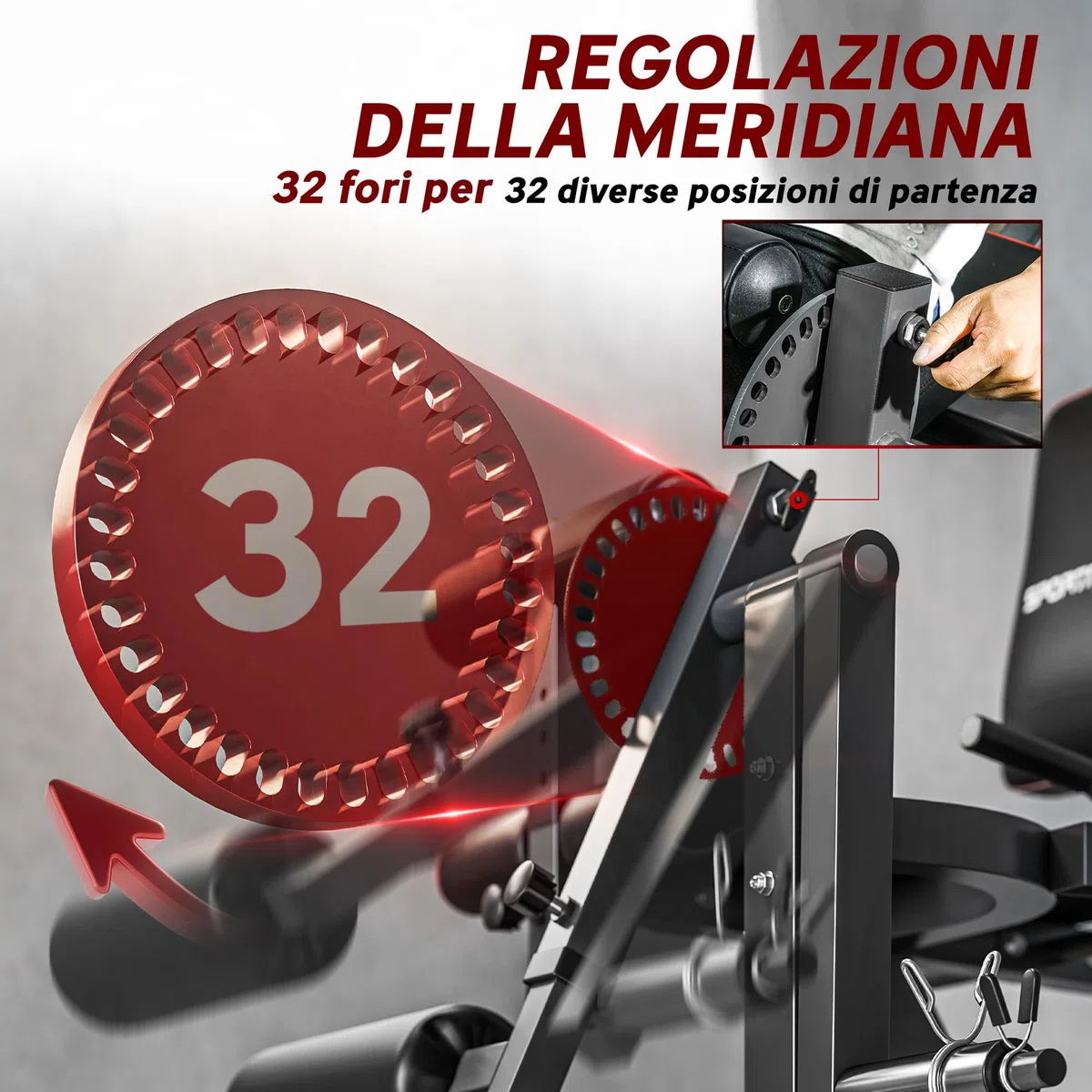 SPORTNOW Macchina Fitness con Schienale e Cuscinetti Regolabili per Leg Extension e Leg Curl, Panca Palestra con Spazio per Dischi Pesi in Acciaio e Plastica, Grigio e Nero