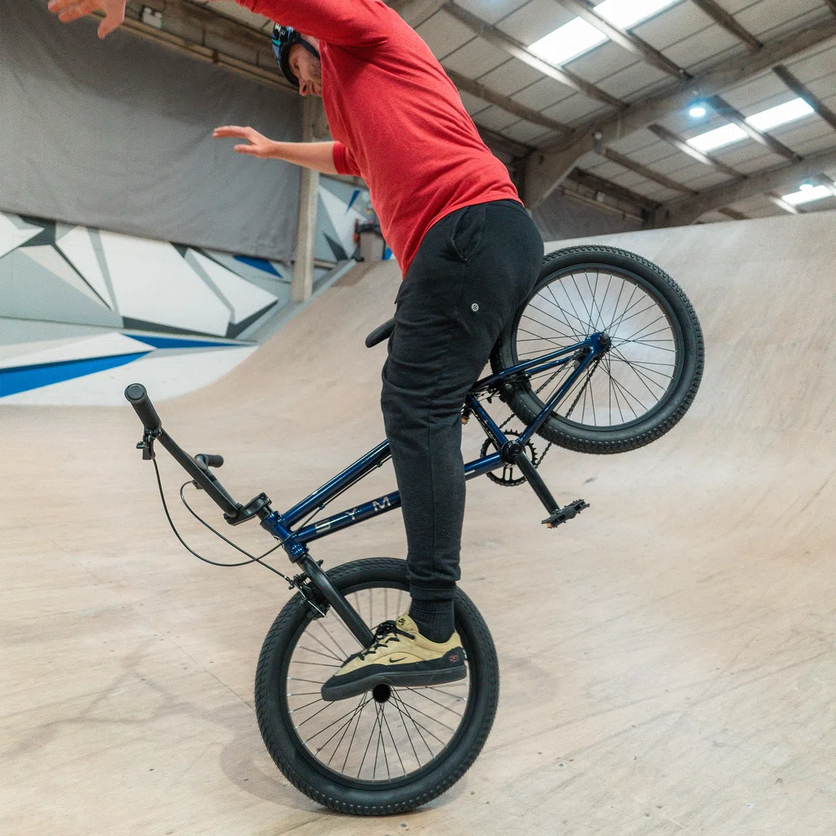Symbol Freestyle BMX, telaio in acciaio, freno anteriore rimovibile, cerchi in lega, picchetti inclusi rosso, blu, argento